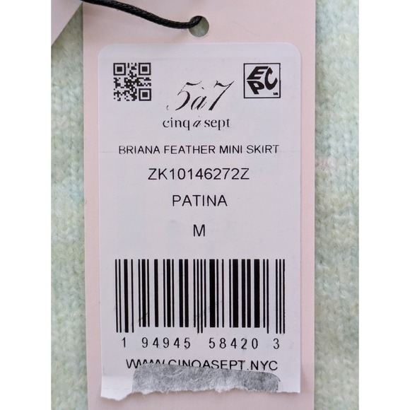 Cinq à Sept‎ Briana Feather Mini Skirt Knit Size M Patina Green NWT $295 - Picture 7 of 7